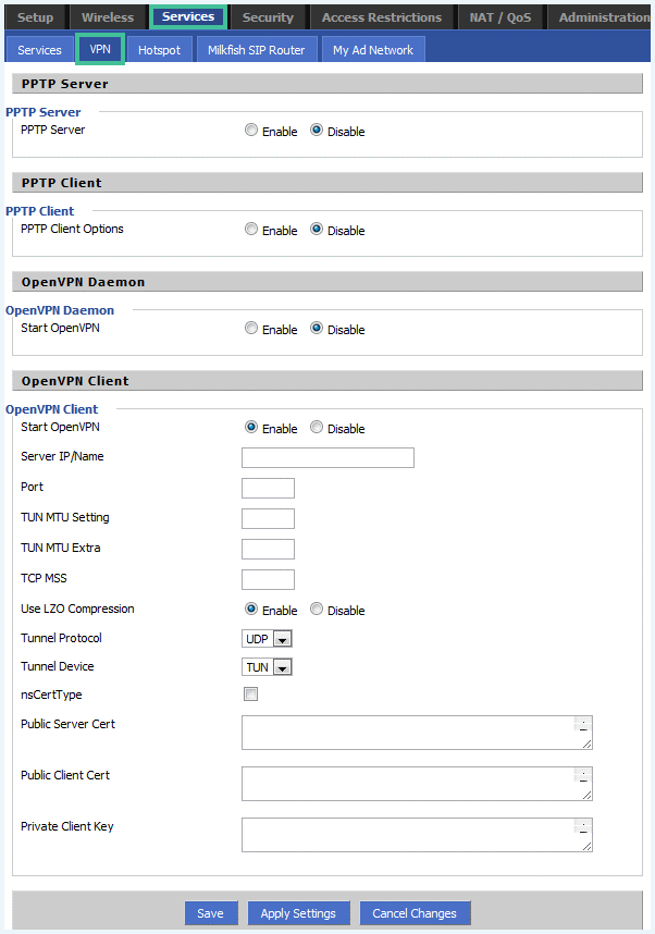 Router Settings screenshot