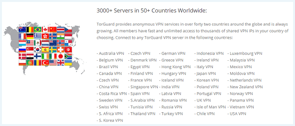 TorGuard VPN servers