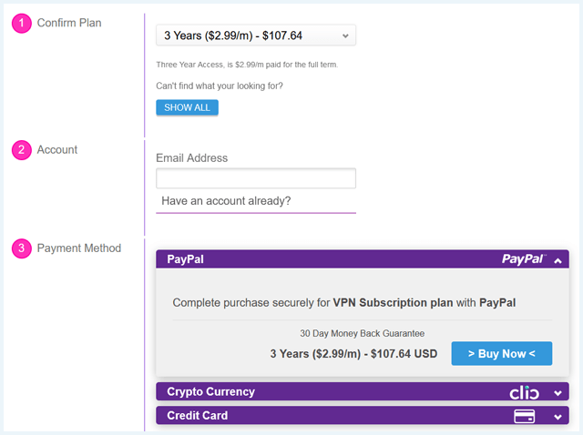 VPN Secure payment page