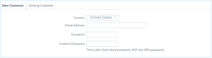 Screenshot of VPN.ac, login data