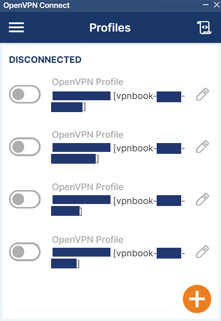 Screenshot of VPNBook, servers in OpenVPN