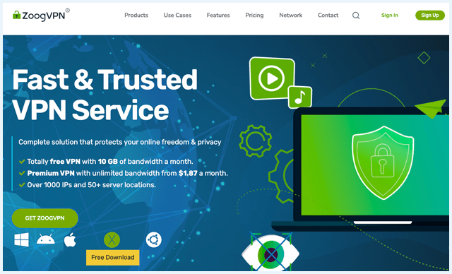 ZoogVPN website homepage