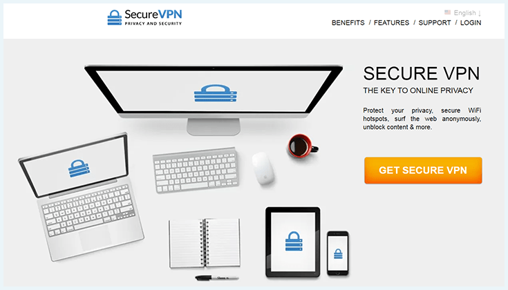 Screenshot of SecureVPN, website