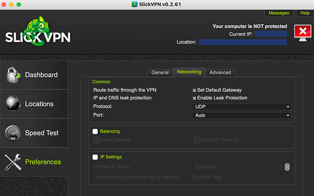 Screenshot of SlickVPN, Preferences