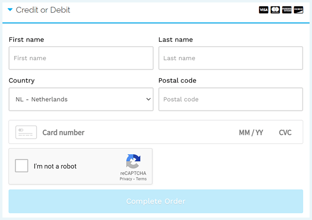 Screenshot of Speedify VPN, credit card info