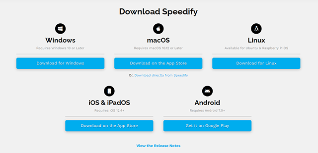 Screenshot of Speedify VPN, supported platforms