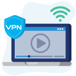 Online streaming service on a laptop with a VPN