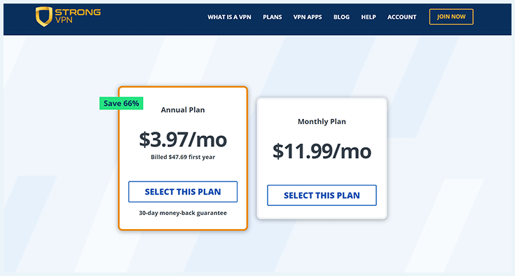 A screenshot of the Strong VPN Black Friday discount.