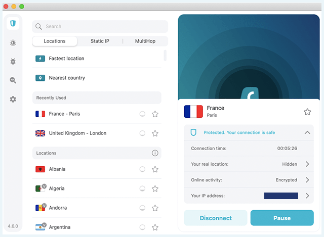 Screenshot of Surfshark interface on Mac