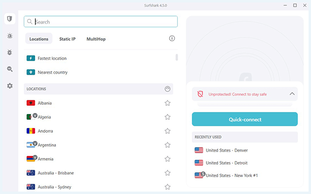 Screenshot of Surfshark, updated interface