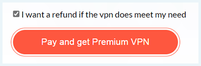 Screenshot of TouchVPN, weird phrasing