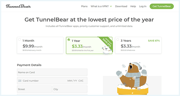 A screenshot of Tunnelbear's Christmas savings.