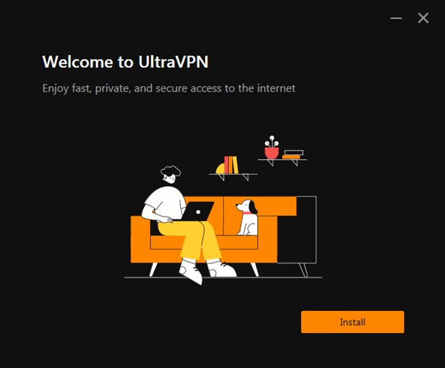 Screenshot of UltraVPN, installation screen