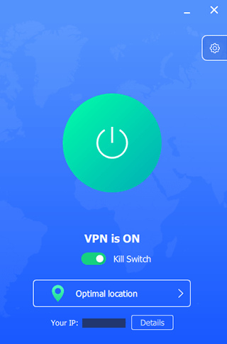 Screenshot of VeePN app, connected