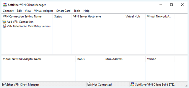 Screenshot of VPN Gate, Windows software