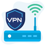 VPN shield icon over the router icon