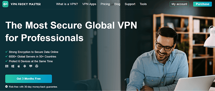 Screenshot of VPN Proxy Master, website homepage