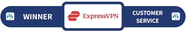 Banner with the text "Winner", "Customer service" and the ExpressVPN logo