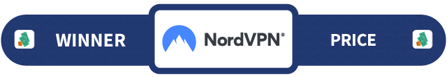 Banner with the text "Winner", "Price" and the NordVPN logo