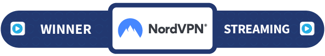 Banner with the text "Winner", "Streaming" and the NordVPN logo