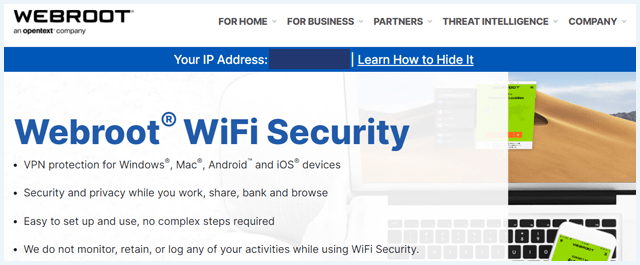 Webroot WiFi Security Homepage