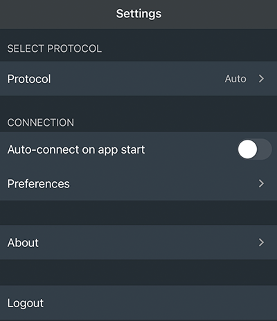 Image showing no kill switch in the ZoogVPN iOS app