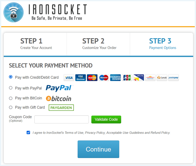 screenshot ironsocket vpn payment